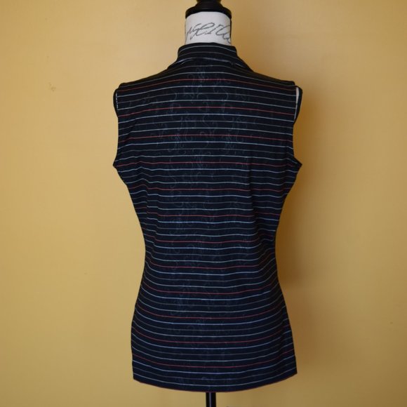 NWT Nike Golf shirt with pinstripes and front quarter zip sleeveless - Picture 2 of 4